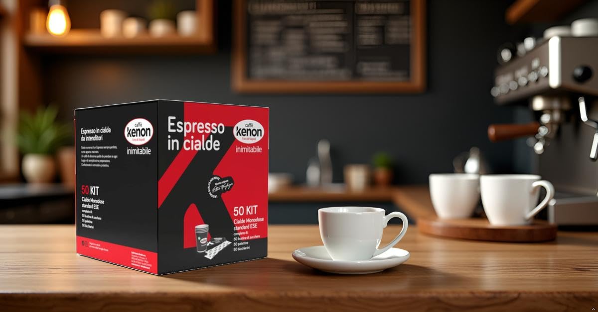 KENON Caffè – 300 Cialde ESE 44mm Compatibili – Espresso Intenso e Cremoso, Tostato e Macinato 7g, Confezionate Singolarmente per un Gusto Perfetto