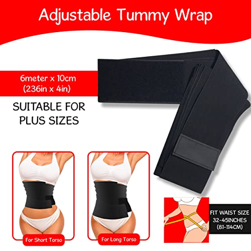 Waist Wrap For Stomach - Waist Trainer For Women - Tummy Shaper Wrap - Workout Waist Trimmer Belt Wrap - Plus Size Black, 236X3.9In #TOP5