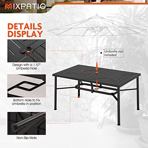 Mixpatio 7-Piece Outdoor Dining Set 6 Blue Textilene Chairs And Outdoor Metal Rectangle Dining Table For Deck Garden Backyard Lawn Poolside #TOP2