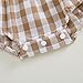 FYBITBO Newborn Baby Girl Outfits Smocked Long Sleeve Bubble Romper Plaid Bodysuit Jumpsuit Headband Infant Clothes Set (Cow Brown, 12-18 Months)