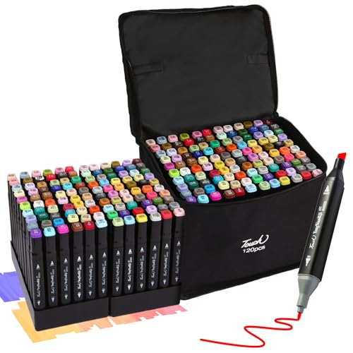 Hyrrt 120 Colors Dual Tips Alcohol Markers Art Markers Pens with Pen Holder Permanent Sketch Markers Set for Kids Adults Coloring Painting Sketching Illustrations