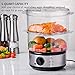 OVENTE 2 Tier Electric Food Steamer for Cooking Vegetables, Stainless Steel Base, Stackable and Dishwasher Safe Baskets, 400W with Auto Shutoff and 60-Minute Timer, 5 Quart Capacity, Silver FS62S