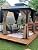Domi 8' x 8' Hardtop Gazebo Permanent Metal Gazebo with Galvanized Steel Double Roof, Curtains and Netting for Party, Wedding, Outdoor Dining, Patio, Backyard, Brown