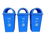 90L Blue Dome Shape Plastic Dustbin – Pack of 3 | Large Outdoor Trash Can for Residential & Office