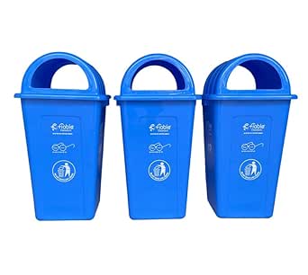 Fiable Cleantech 90L Blue Dome Shape Plastic Dustbin - Pack of 3 ...