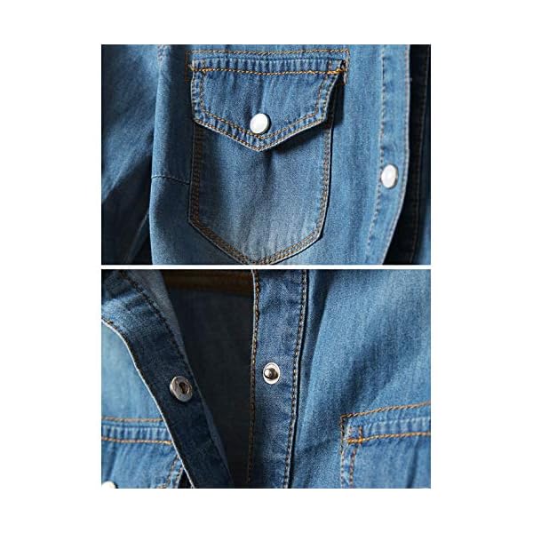 Omoone-Womens-34-Sleeve-Denim-Crop-Top-Tie-Knot-Shirt-Cardigan Omoone Women's 3/4 Sleeve Denim Crop Top Tie Knot Shirt Cardigan (Dark Blue, XL)