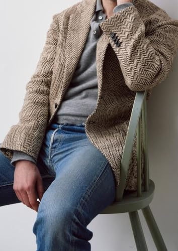 Mens Sport Coats Tweed Casual Blazer Two Button Lightweight Suit Jacket3