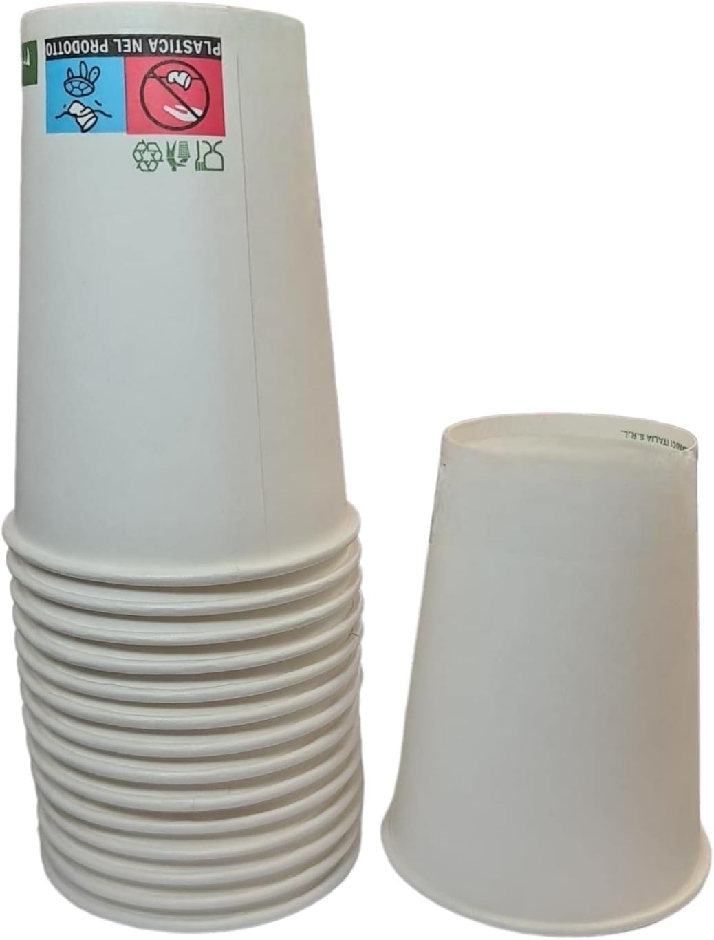100 Bicchieri in Carta per Acqua capacità orlo 210ml Colore Bianco biodegradabili cartoncino (210ml 100 pezzi, bianco) (Confezione da 4)
