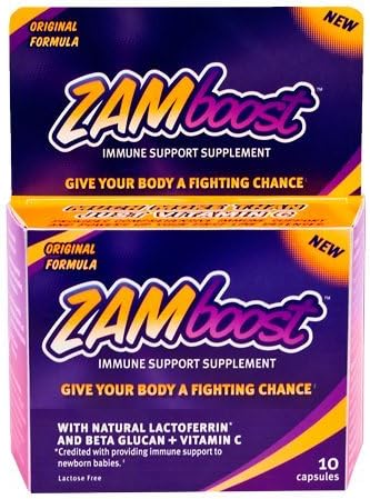 Zamboost Original (15 Day) Immune Support Supplement - Lactoferrin - Beta Glucan - Cold - FIU