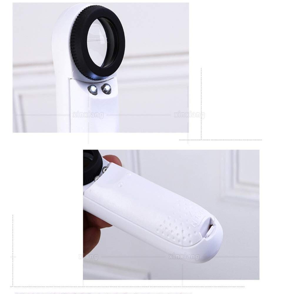 EUQKKWLOY Lupas de Lectura, Lupa de 40 aumentos, Lupa de Mano con luz LED, Lupa de identificación, artículos de Oficina, Lupa de Mano. La Nueva