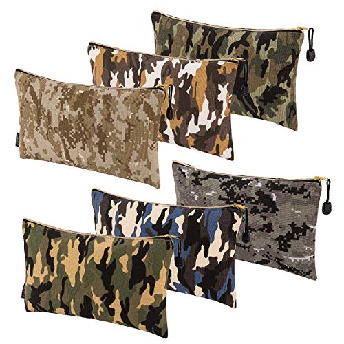 PARBEE 6 Pack Camo Tool Bags Canvas Tool Pouches 16 oz Heavy Duty Multipurpose Zipper Storage, 12 x 7 Inch