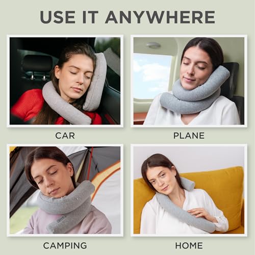 Image of Dot&Dot Twist Memory Foam Travel Pillow for Neck, Chin, Lumbar and Leg Support - Neck Pillows for Sleeping Travel Airplane - Adjustable, Bendable Roll Pillow (Blush, One Size)