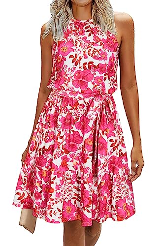 Comma Damen 60.2.61.20.200.2132519 Kleid, 44C8 pink|weiß, 40