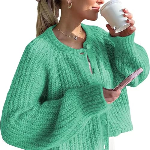 Image of Sumleno Womens Open Front Button Down Sweater Long Sleeve Y2k Chunky Knit Cardigan Trendy Fall Outfits Casual Knitwear Coats