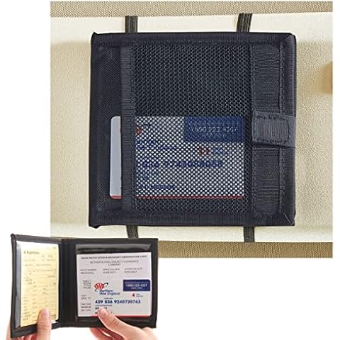 High Road Car Registration and Insurance Card Holder for Sun Visor, Glove Box or Console with 2 Clear Hidden Car Document Pockets Cover