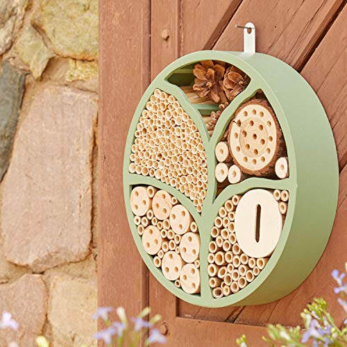 11” Woonden Multi Habitat Insect House Outdoor Garden Decorative Insect Hotels for Bee Butterfly and Beetle Tree of Life - Image 3