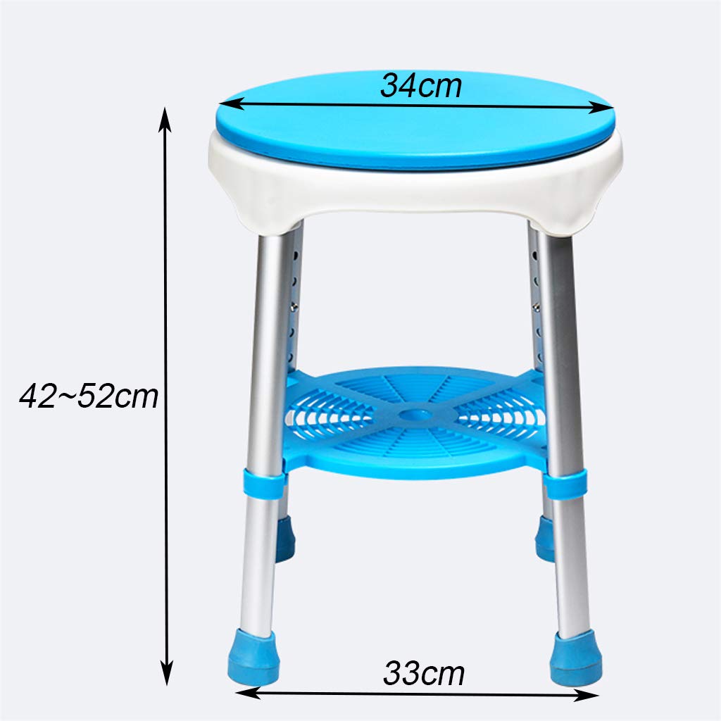 Ligero Asiento de Banco de Ducha Giratorio Redondeado Taburete de baño/Ducha con Asiento Giratorio Bandeja extraíble para Ancianos, discapacitados Sentado en bañera MAX. 100kg