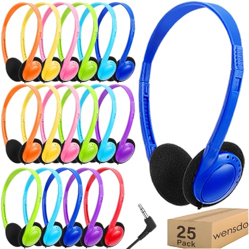 Casque filaire pour école lot de 25 écouteurs multicolores réglables contre le bruit de la classe