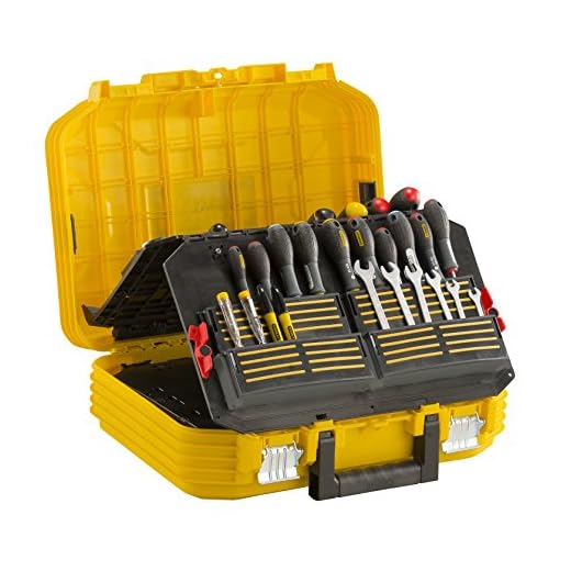 Stanley FatMax Wartungskoffer (50 x 40 x 20 cm, fiberglasverstärkt mit Akkordeonstruktur, mit Etikettenhalter sowie Öse für Vorhängeschloss) FMST1-71943