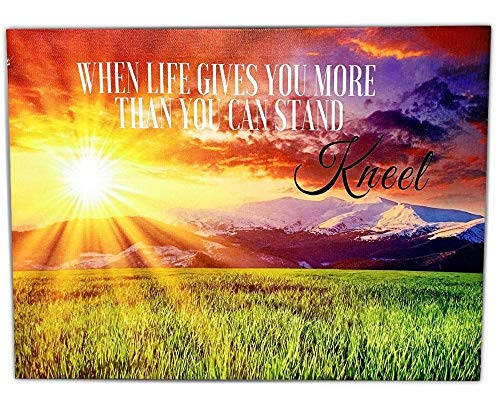 BANBERRY DESIGNS Lighted Inspirational Canvas Print with the Message When Life Gives You More Than You Can Stand...Kneel - LED Wall Art - 16