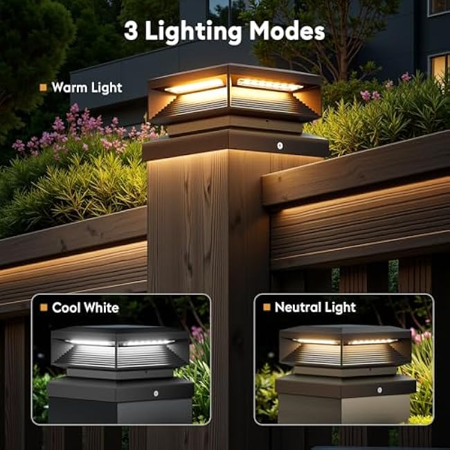 LETMY 2X Bigger Size Solar Post Cap Lights for 4x4 5x5 6x6 Vinyl Wooden Posts