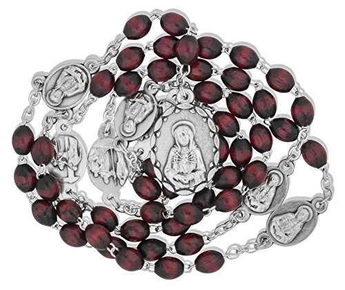 Seven Sorrows Rosary Chaplet | Traditional Catholic Devotion | Hand Made in Italy | Comes With Explanatory Brochure With All Prayers | Makes a Great Gift! (Oval Wood Beads - Mahogany)4