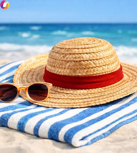 Image of Straw Hat Replica | Iconic Straw Hat with Red Band | Anime Cosplay Accessory & Fan Collectible