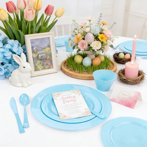 Save on KIRE 150-Piece Blue Plastic Disposable Dinnerware Set