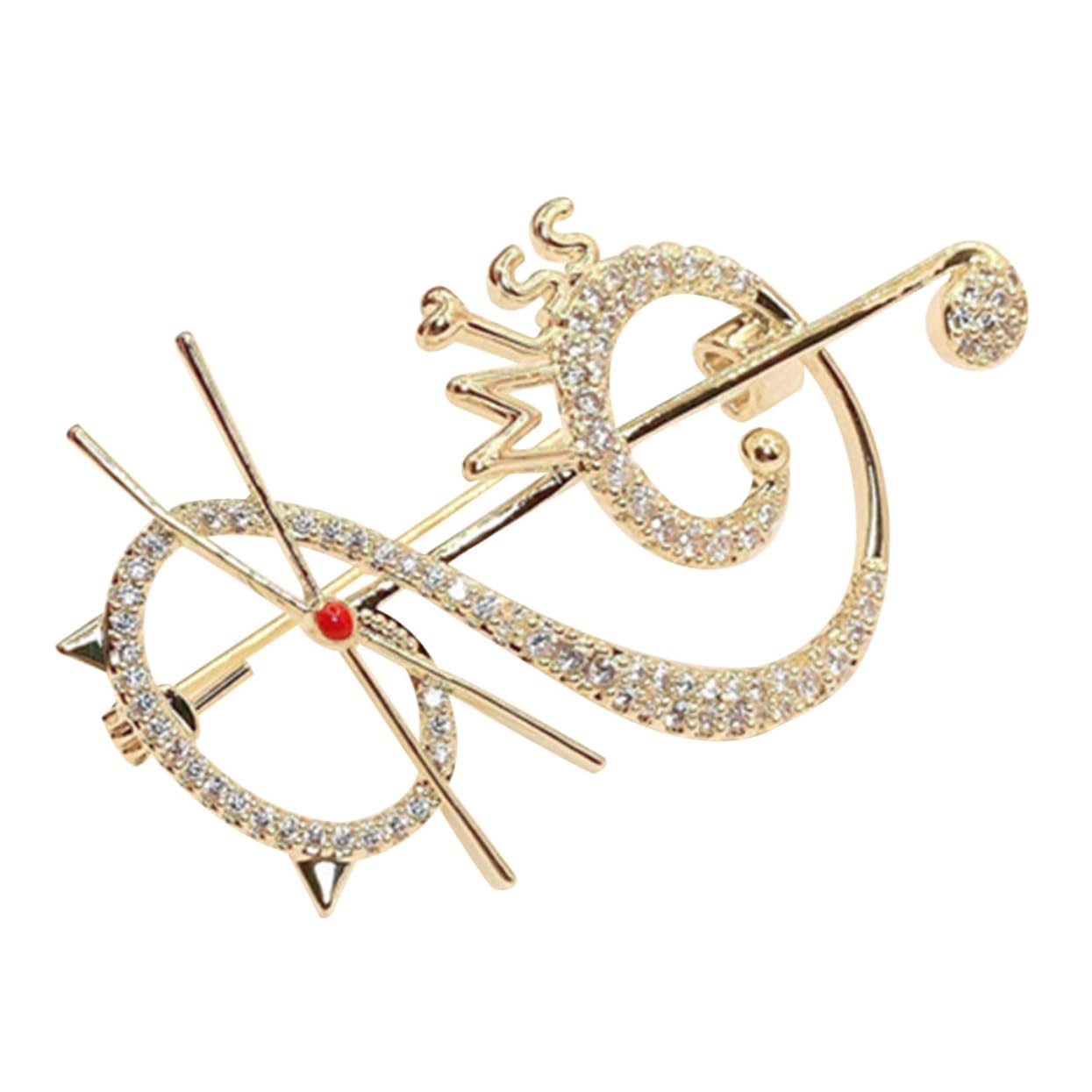 GALPADA spilla nota musicale spilla a forma di gatto spilla in zircone spille retrò spilla abbigliamento spilla Madre arredamento d'epoca ornamento di zirconi Spilla gatto ， Golden