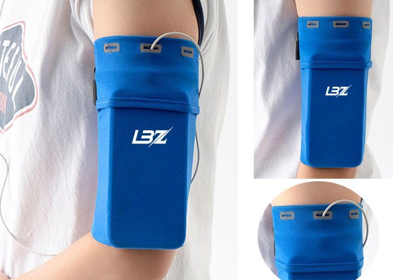 ALTALIVA Universal Sweatproof Cell Phone Sports Armband Phone Holder with Earphone Holes for Running Workout Walking Hiking Biking Fitness (Blue,M)