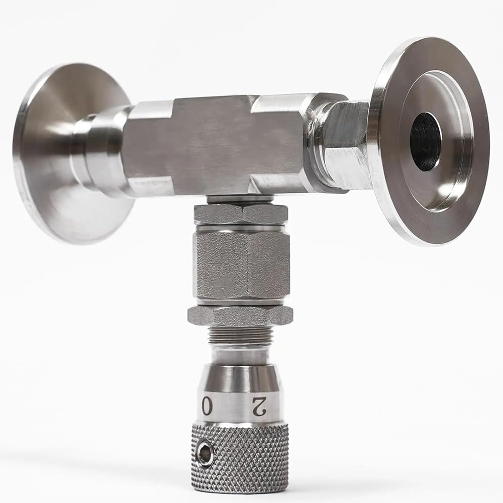 Válvula de aguja de vacío, controlador regulador de flujo de micrometría para agua, gas, aceite, válvula de aislamiento de acero inoxidable 304, ajuste KF40