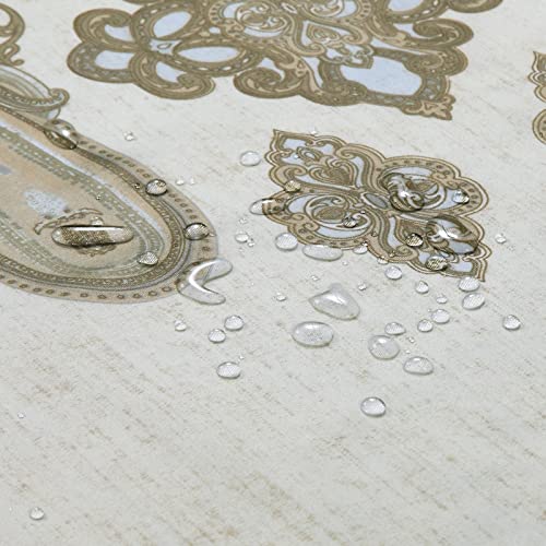 Bestripes Fabric Shower Curtain, Beige And Tan Printed Ombre Boho Paisley Damask Pattern Shower Curtains For Bathroom, Waterproof Bathroom Curtains, 72" W X 72" H #TOP1