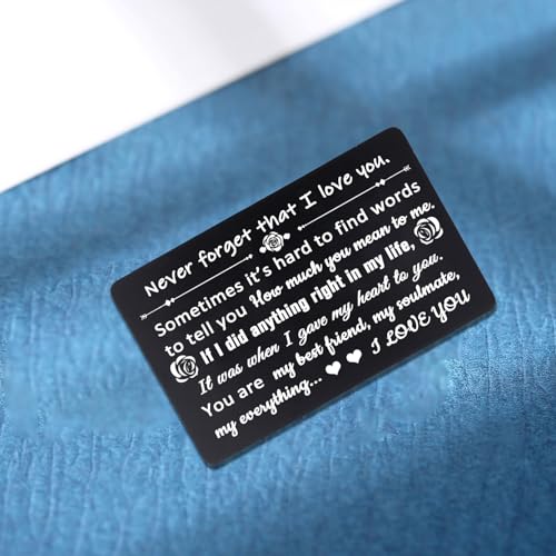 MADHAHEFU I Love You Gifts for Him Her Anniversary Wallet Card Valentine’s Day Gifts for Husband Wife Boyfriend Girlfriend Wedding Wallet Insert Gifts for Couple Gifts Birthday Engraved Card Gifts3