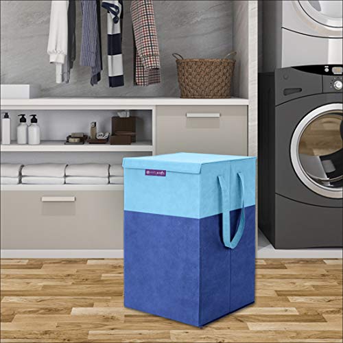 Image of Superman Rectangular Foldable Laundry Toy Organizer & Storage Box with Top Lid (Large, Blue) & PrettyKrafts Folding Laundry Basket for Clothes with Lid & Handle, Toys Organizer, 35 Liters, Blue
