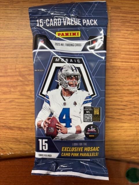 2025 Mosaic Football Value/Cello Card Box, 12 Packs, 15 Cards Per Pack