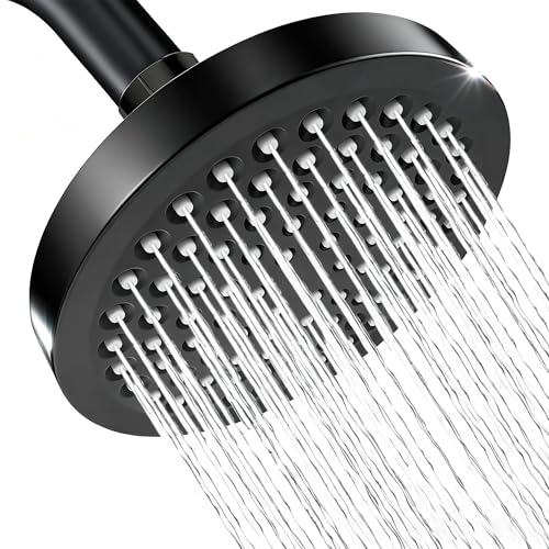 DIYCUT 1 Unidad Negra Cabezal de Ducha de Lluvia, Ducha Lluvia Redondo, Duchas Fija, Compatible con Conexiones Roscadas de 1/2 Pulgada, con Cabezal Rotatorio de 360°, para Baño, Hotel, Gimnasio