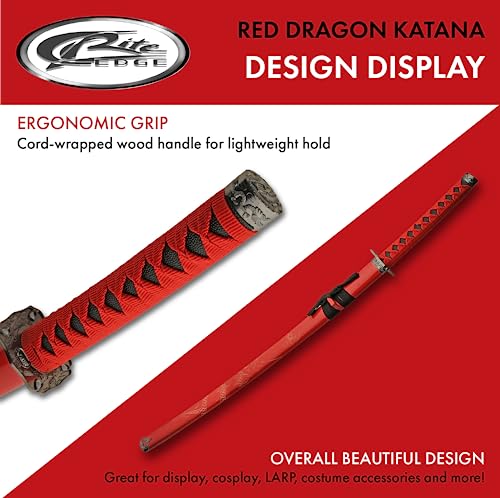 Szco Supplies 927000-RD 40 Inch Red Dragon Wood Handle Carbon Steel Martial Arts Katana thumb #3