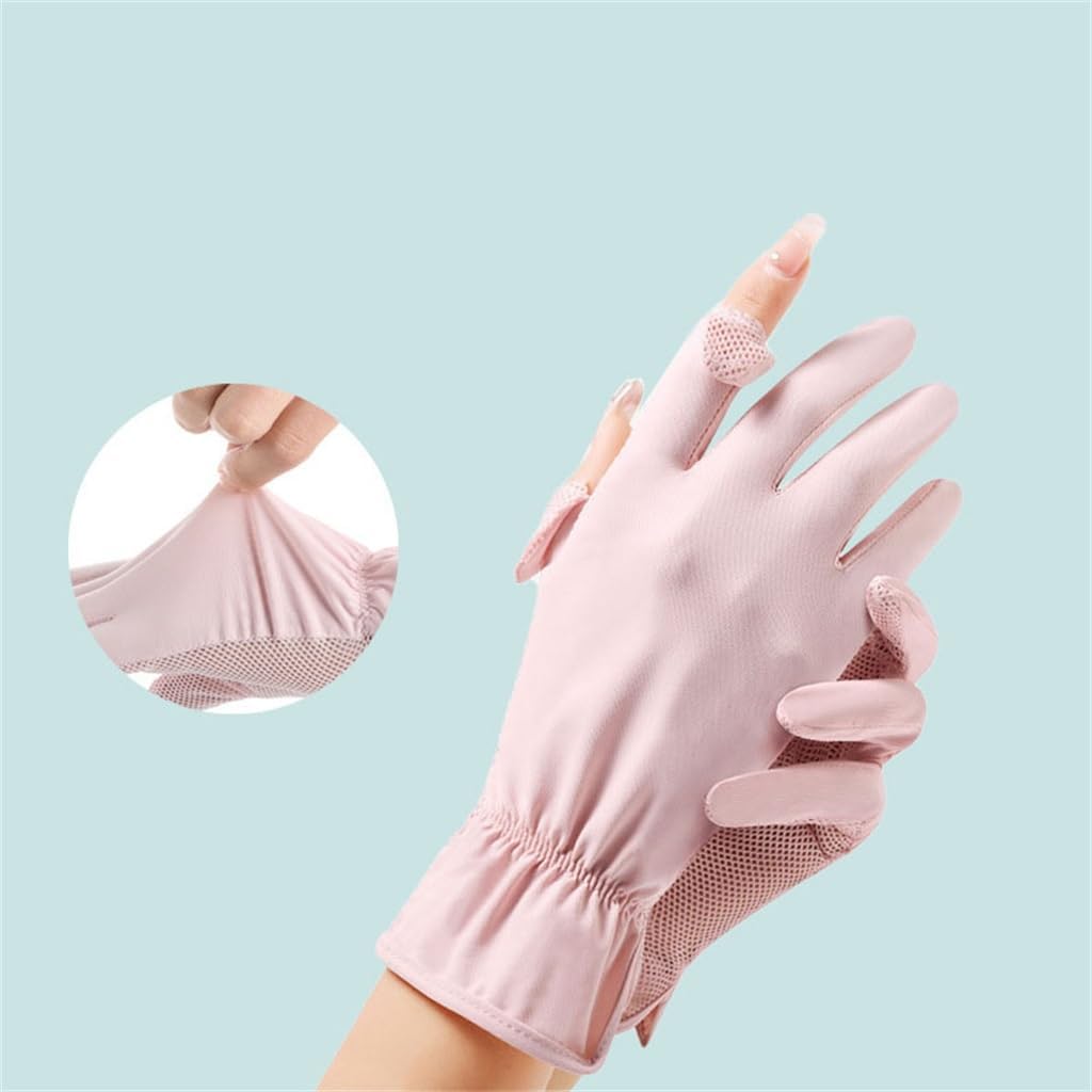 Women's Thin Electric Bike Riding Sun Protection Gloves, Finger Touch Screen