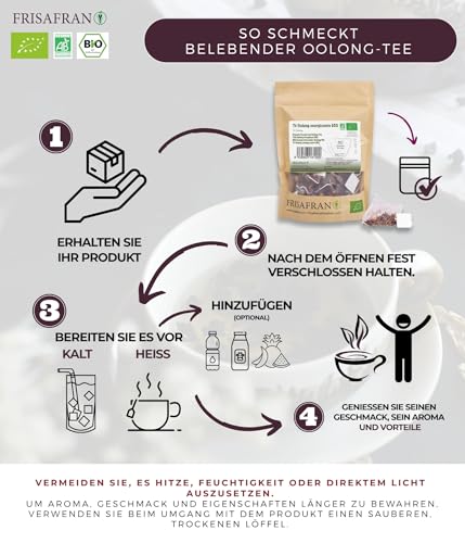 FRISAFRAN | Umweltfreundlicher energetisierender Oolong-Tee in Pyramiden 30Ein | 60g | entschlackend | Verjüngung | Oolong Tee | Authentischer blauer Oolong-Tee | Oolong-Kräuteraufguss | antioxidativ
