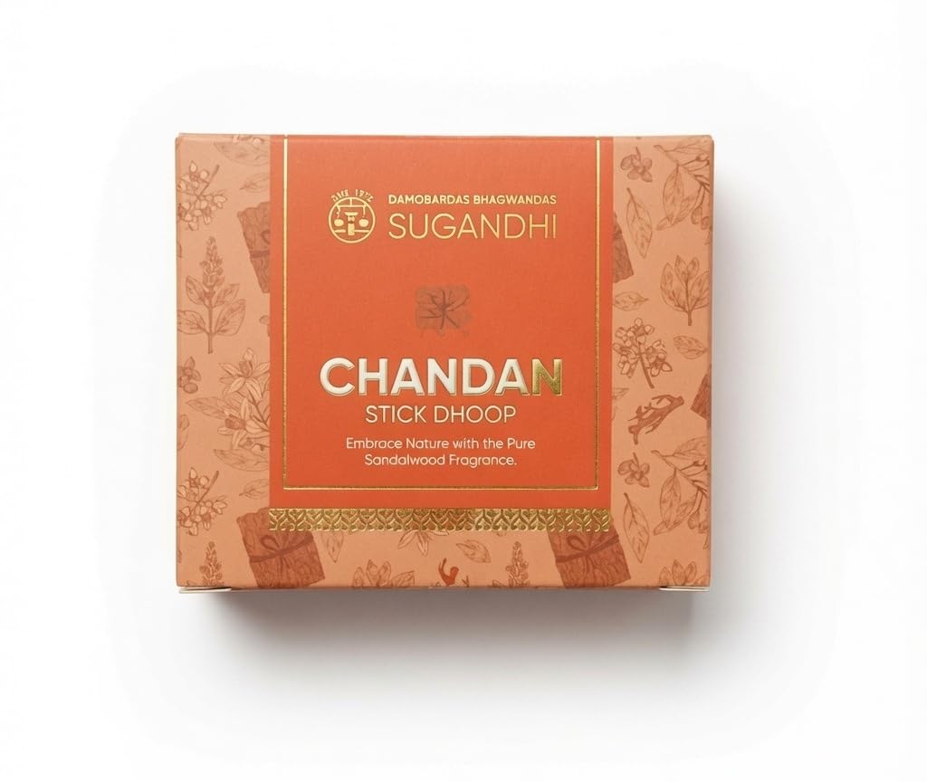Chandan Stick Dhoop, 2 Packs, 20 Sandalwood Fragrance Dhoop Sticks, Bamboo Incense for Home, Temple, Pooja Room, Meditation, Yoga, Daily Prayer and Spiritual Rituals-picture-31