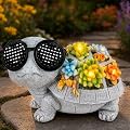 Solar Turtle Garden Outdoor Decor with I Love You LED Sunglasses, Succulent and 5 LED Lights, Cute Outside Tortoise Statue Decor for Yard Lawn Patio Balcony, Home Decoration Gift for Women Mom Grandma