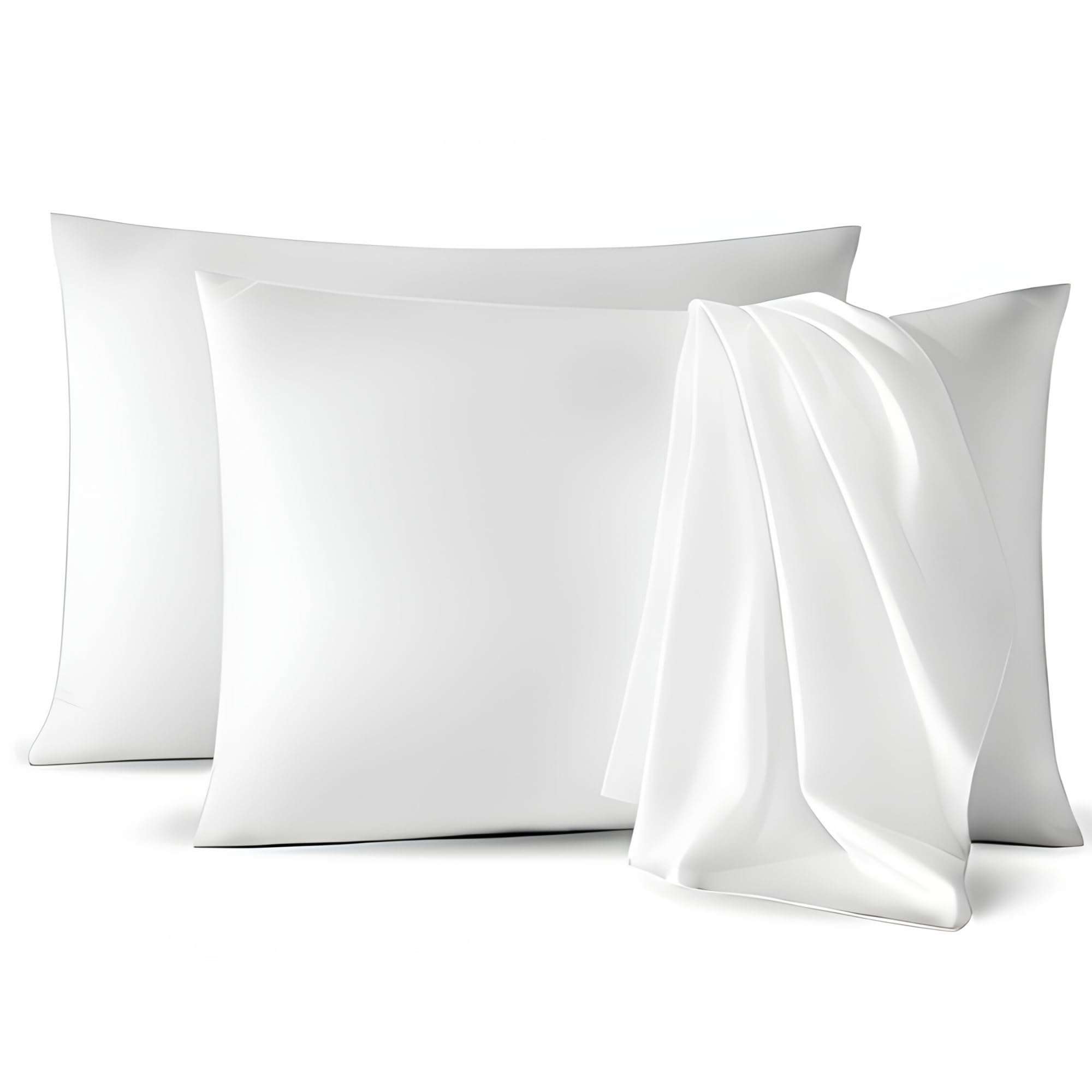 Micropuff - Juego de 4 fundas de almohada de microfibra cepillada suave y sin arrugas, color blanco