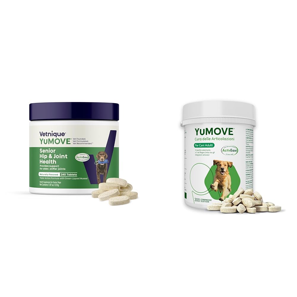 YuMOVE Gelenktabletten Hund Senior + Adult Doppelpack - Pack 240+300 Tabletten - ActivEase Grünlippmuschel Hund - Glucosamin & Chondroitin - Gelenkunterstützung Für Alle Rassen Täglich Im Alltag Fit