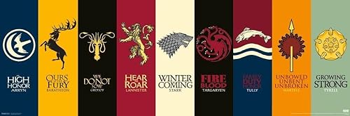 Póster con escudos de armas de las casas de Game of Thrones TV 36 x 12