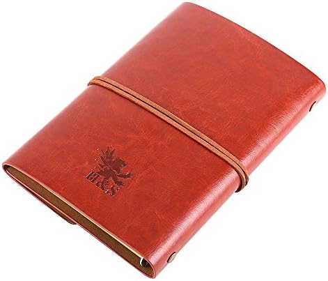 H&S Journal Notebook Plain Blank Pages Refillable Notepad Diary Brown Vintage PU Leather for Travel Girls Boys Women Men Adults - Leaf