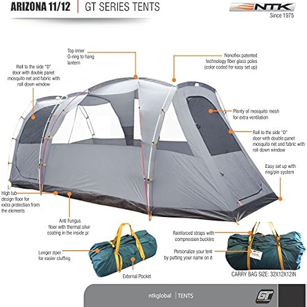 NTK Super Arizona GT tot 12 Persoon 20,6 door 10.2 door 6.9 Hoogte Voet Sport Family XL Camping Tent 100% Waterdicht 2500 mm Tent