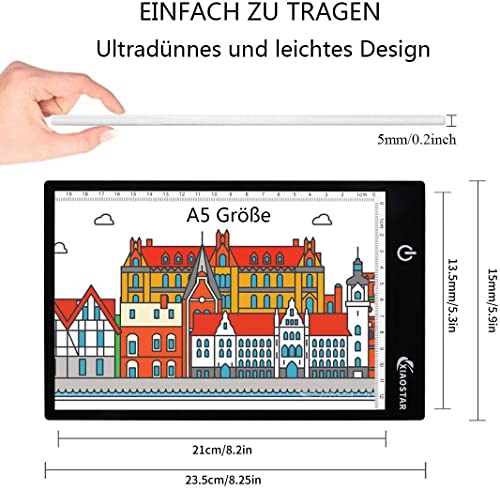 Led Licht Pad A5,A5 LED Leuchttisch Ultra-dünne Leuchtplatte Zeichnen,mit USB Kabel,Einstellbare Helligkeit für Diamond Painting,Künstler,skizzieren,Animation