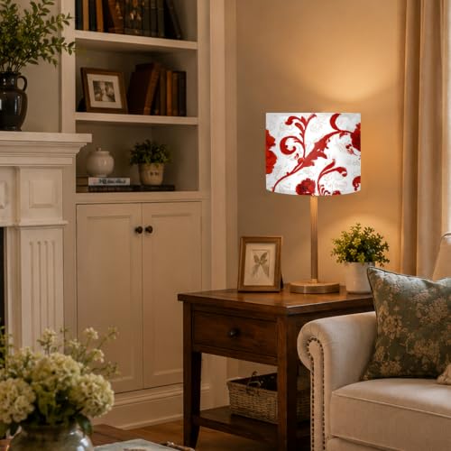 Image of Nuxovilar Lamp Shades Set of 2, 8.7 inch Top x 8.7 inch Bottom x 7.9 inch High (Spider) | Small lamp shades red floral vintage design dining room bedroom bold accent space covers (Floral)