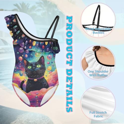 Image of Girls One Piece Swimsuits Size 3-14 Trendy Ruffle Bathing Suit Casual Hawaiian Summer Beach Swimwear