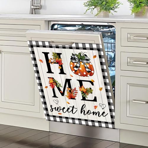 Image of Fall Thanksgiving Dishwasher Magnet Cover, 23x26In Sweet Home Dishwasher Magnet Sticker for Kitchen Pumpkin Decor Dish Washer Magnetic Covers Autumn Fridge Panel Decal Magnets Cover